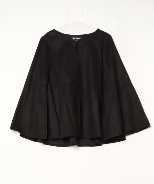 ケープ ポンチョコート ブラック レディース フリー アンゴラ ケープ