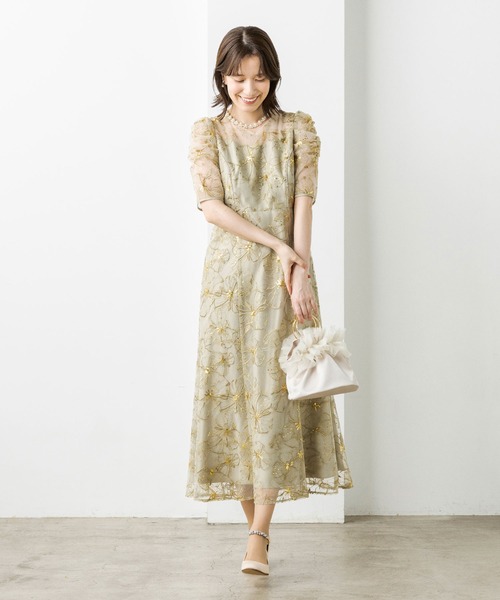 スパンコール刺繍レース ワンピースドレス | 【公式】form forma