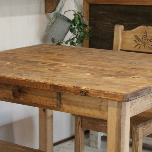 アンティーク風カントリーダイニングテーブルイスセット 麦 2人用