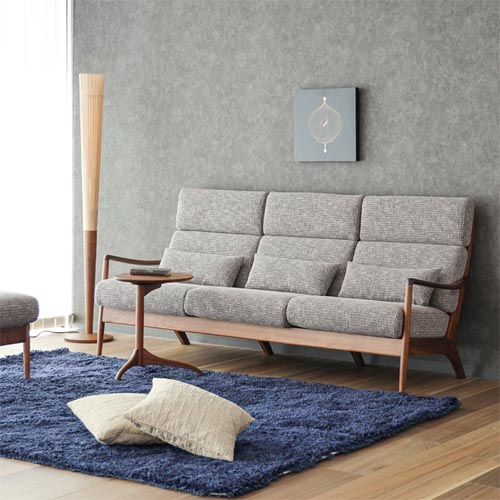 USED/北海道民芸家具 一人掛けソファ 飛騨産業 和モダン カバ材 USED