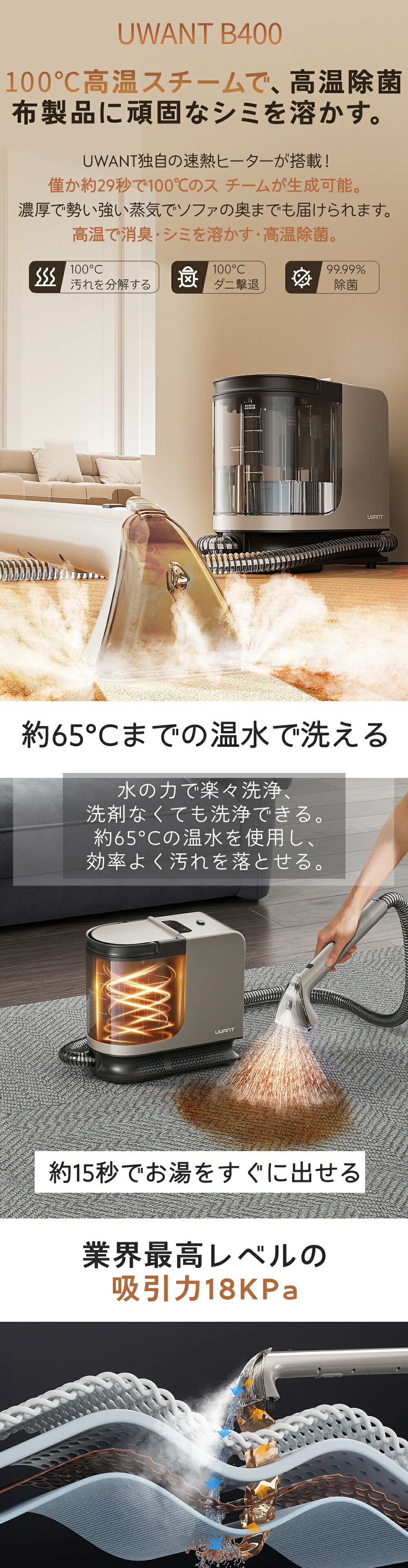 楽天市場】年末の 大掃除 【 UWANT公式】B400 スチームリンサー 洗浄機