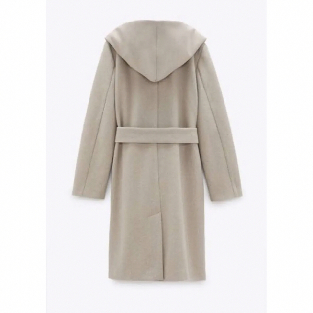 ZARA - 新品 ZARA ザラ ベルト付きフード付きコート ベージュ XLの通販