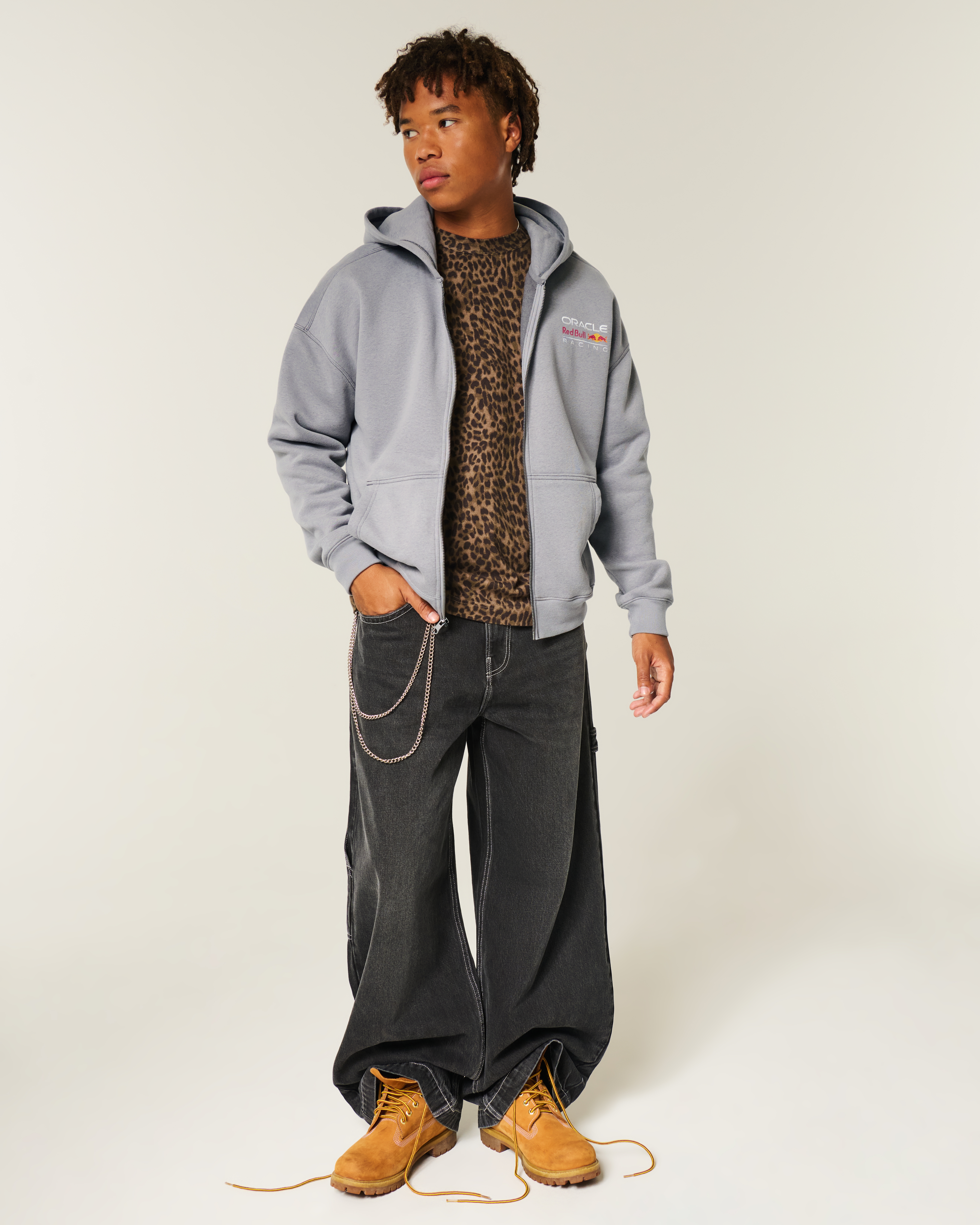 Hollister Boxy Oracle Red Bull Racing Graphic Zip-Up Hoodie