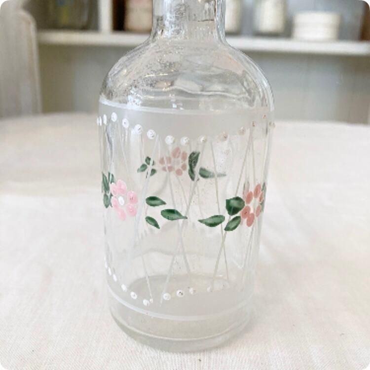 フランス1900s ガラス 香水瓶 手描き小花