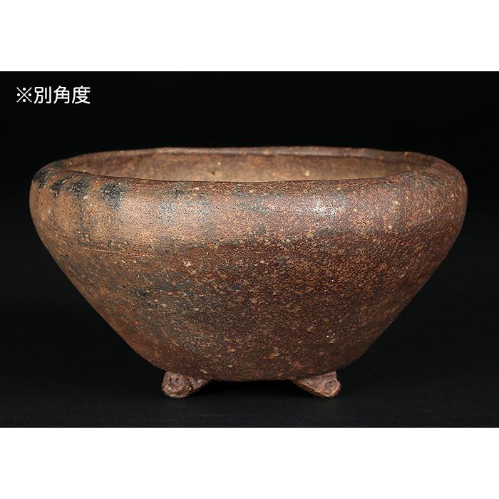 盆栽鉢 二代東福寺丸鉢 植木鉢 二代 平安東福寺 水野勇 落款あり 焼締