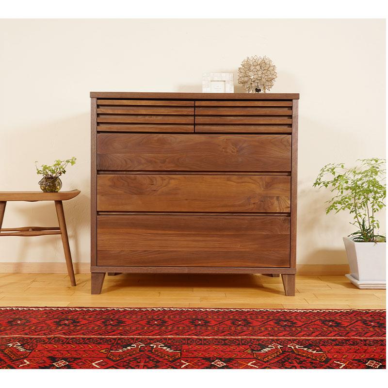 チェスト タンス おしゃれ 北欧 棚 大川家具 幅90 木製 収納ボックス 4