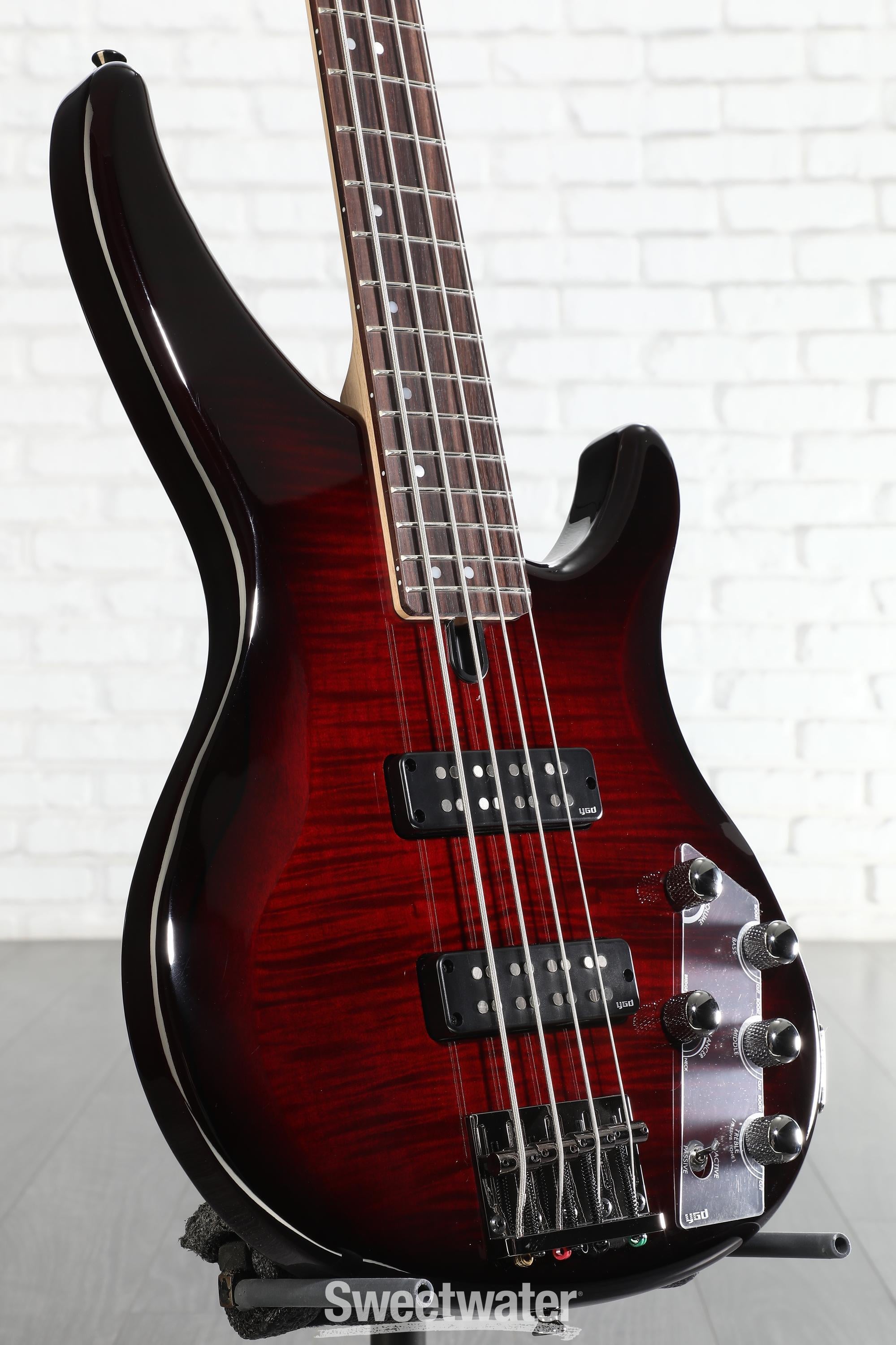 Yamaha TRBX604FM 4-string Bass Guitar - Dark Red Burst | Sweetwater