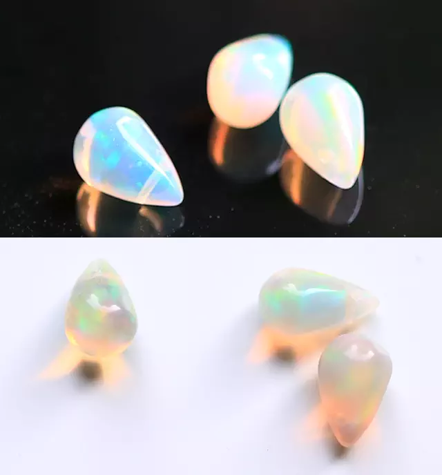 一粒オパール(ドロップ) K10フックピアス 10月誕生石~ESPOIR