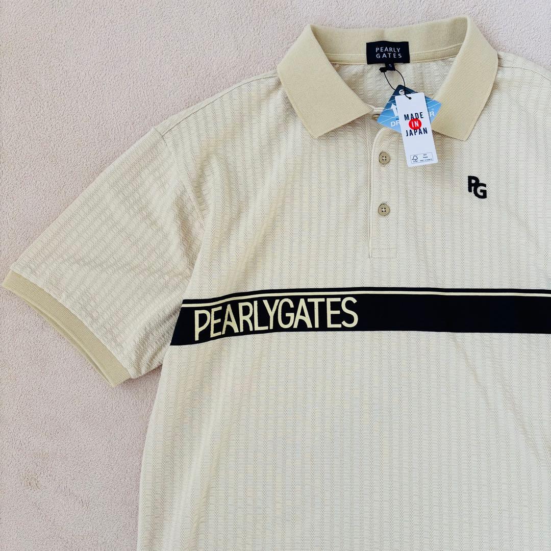 【新品タグ付き】パーリーゲイツ 半袖ポロシャツ シアサッカー 5 イエロー ポリエステルメッシュ半袖ポロシャツ | PEARLY GATES（パーリーゲイツ