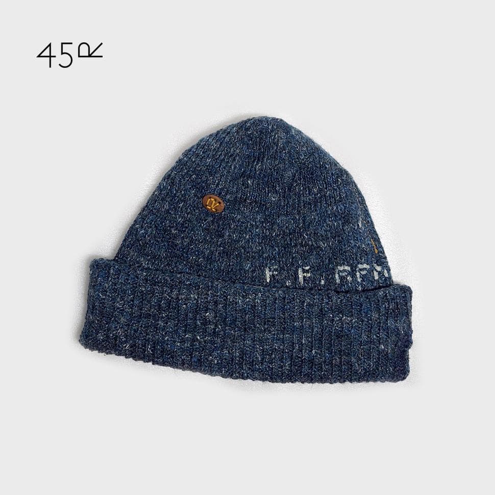 美品 45R✨45rpm インディゴ リネン ニット帽 キャップ Rボタン 45Rボニータジャカードのキャップ（インディゴ）: GOODS｜45R