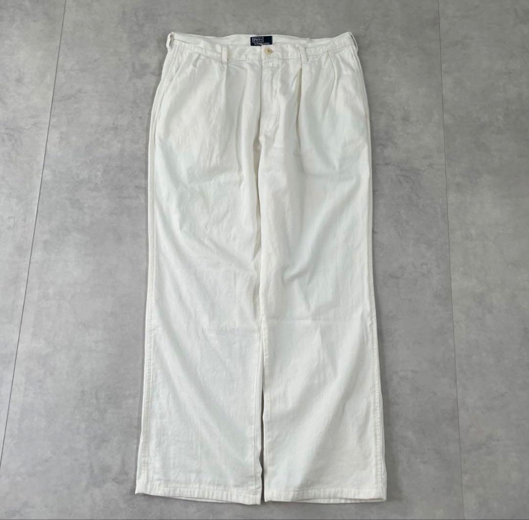 80s USA Ralph Lauren ツータックスラックス　ホワイト系 80s USA Ralph Lauren ツータックスラックスホワイト系
