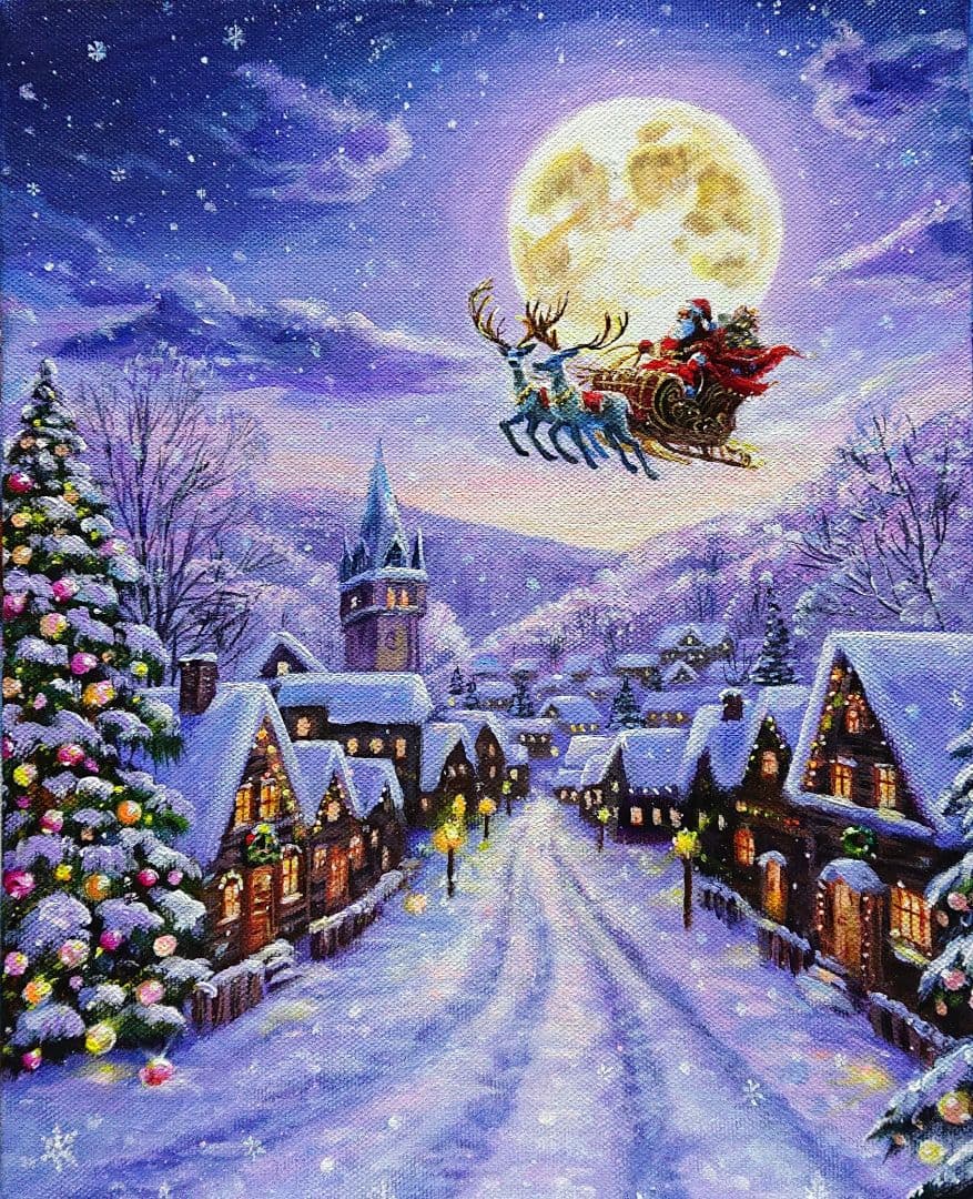 む*ん様 【雪の降る町】アクリル画 F3 風景画 絵画 F102839323 - 絵画