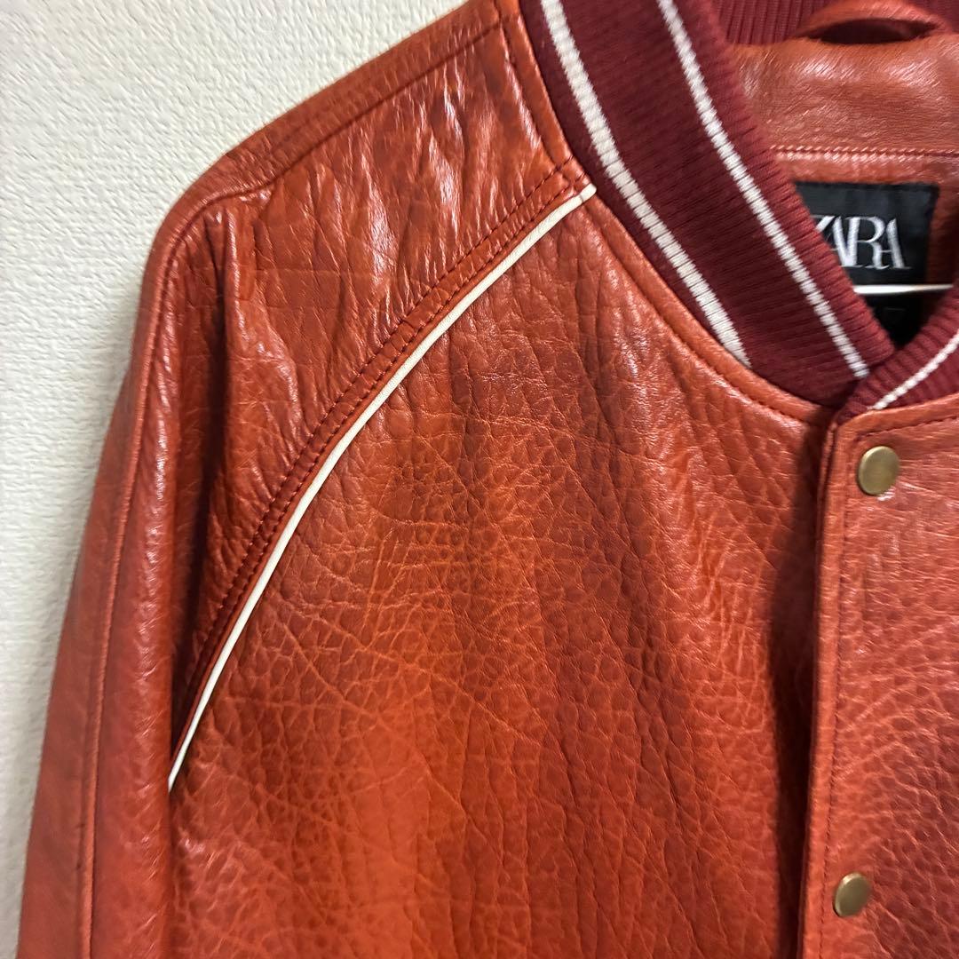 美品】ZARA レザーボンバージャケット 水牛 本革 スタジャン USA L