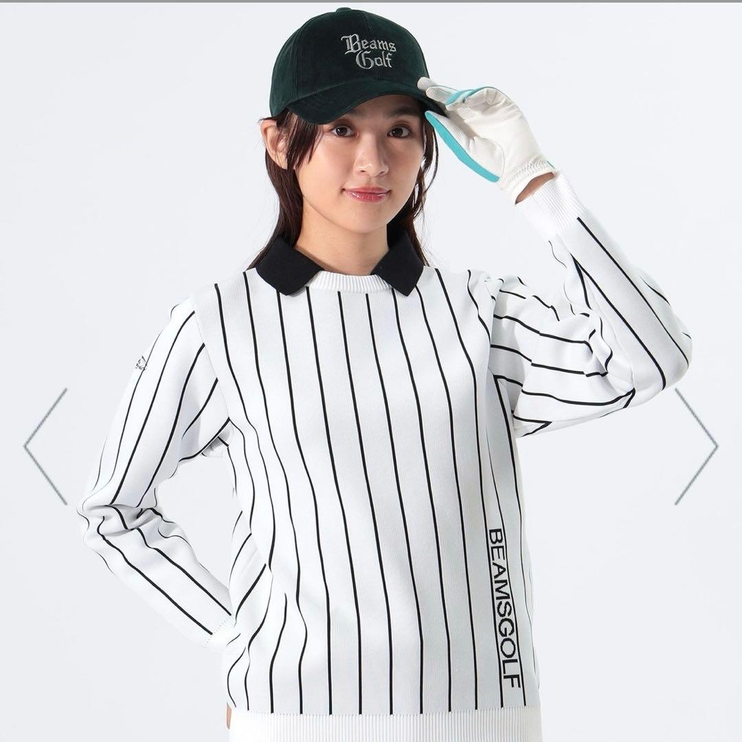 BEAMS GOLF ストライプ アタッチドカラー ニット BEAMS GOLF ストライプ アタッチドカラー ニット BEAMS GOLF
