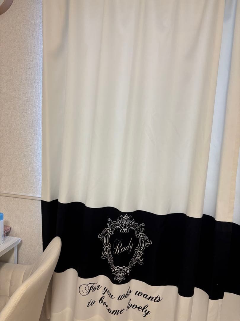 カーテン Rady ホテルシリーズカーテン100×178 白黒 カーテン（厚地＋レース）セット 2枚（厚地[遮光]1枚＋レース1枚） 幅