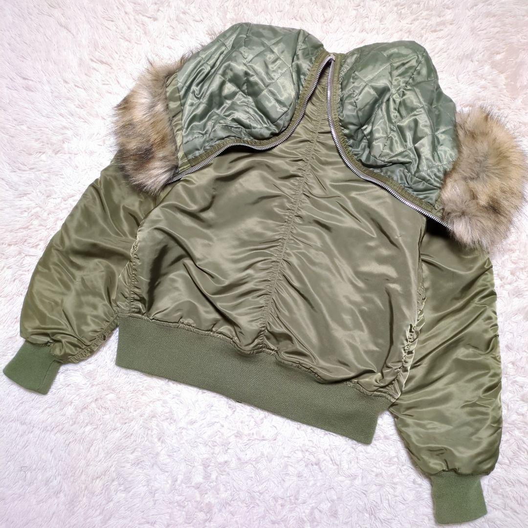 極美品！JEANASIS N-2Bジャケット カーキ フリーサイズ ファー - メルカリ